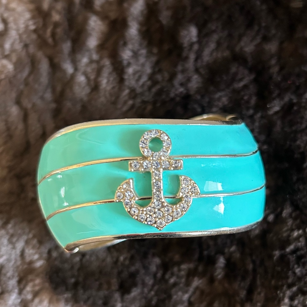 Nautical Enamel Cuff bracelet with hinge closure